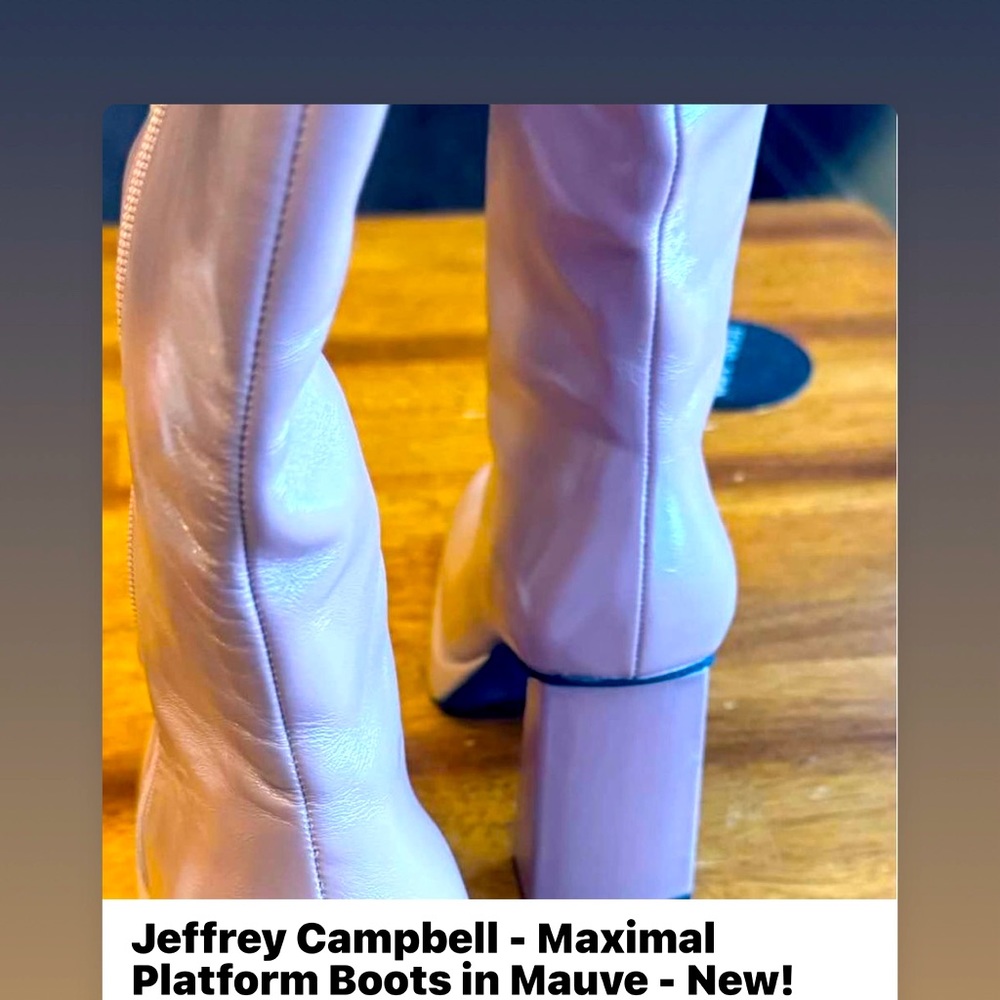 NWOT/Box Jeffrey Campbell Maximal Platform Knee-High boots in Mauve. Size 9